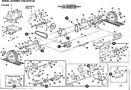 Wheel Assembly Diagram and Parts List for 536909700  Craftsman Snow Blower
