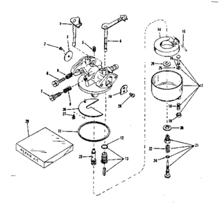 Carburetor Diagram and Parts List for 143531011  Craftsman Engine
