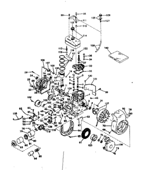 Basic Engine Diagram and Parts List for 143561062  Craftsman Engine