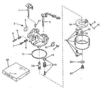 Carburetor Diagram and Parts List for 143712012  Craftsman Engine