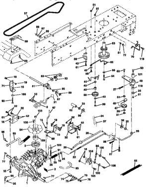 Drive Diagram and Parts List for 917258481  Craftsman Lawn Tractor