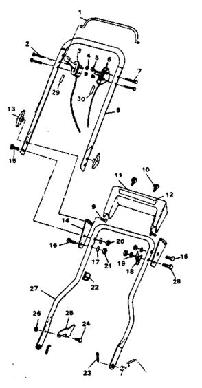 Handle Assembly Diagram and Parts List for 536816702  Craftsman Lawn Mower