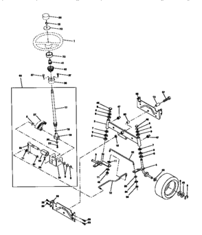 Steering Assembly Diagram and Parts List for 917272021  Craftsman Lawn Tractor
