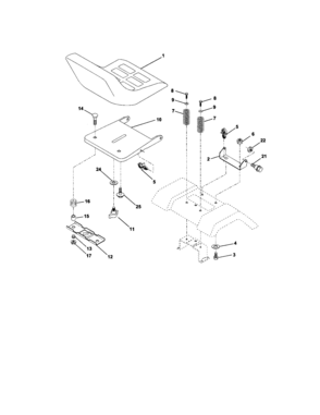 Seat Assembly Diagram and Parts List for 917271642  Craftsman Lawn Tractor