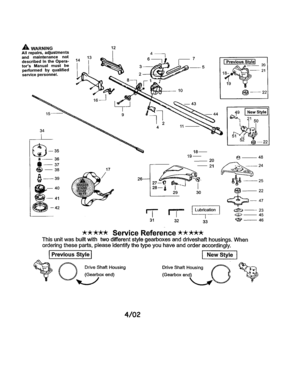 Driveshaft/service Reference Diagram and Parts List for 358794380  Craftsman Trimmer