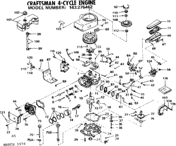 Replacement Parts Diagram and Parts List for 143276462  Craftsman Engine