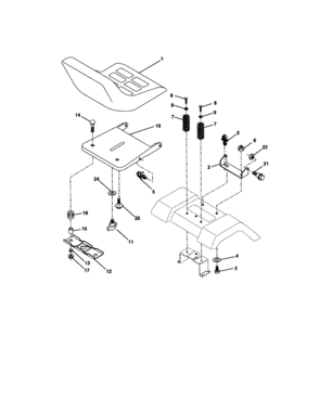 Seat Assembly Diagram and Parts List for 917272061  Craftsman Lawn Tractor