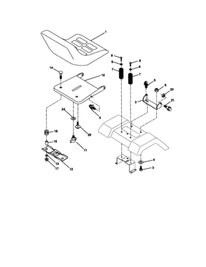 Seat Assembly Diagram and Parts List for 917271053  Craftsman Lawn Tractor
