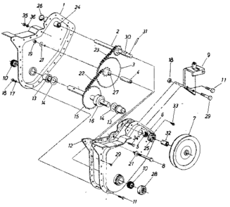 Chain Case Assembly Diagram and Parts List for 247298520  Craftsman Tiller