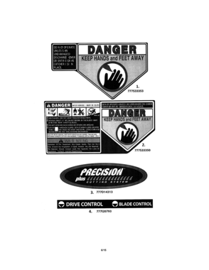 Decals Diagram and Parts List for 247377050  Craftsman Lawn Mower