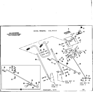 Handle Assembly Diagram and Parts List for 53690525  Craftsman Snow Blower