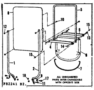 Main Frame Diagram and Parts List for 53682241  Craftsman Snow Blower