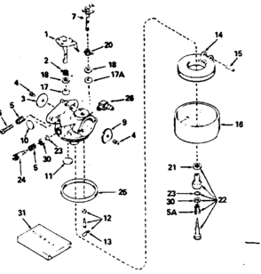 Carburetor No. 632399 Diagram and Parts List for 143385012  Craftsman Engine