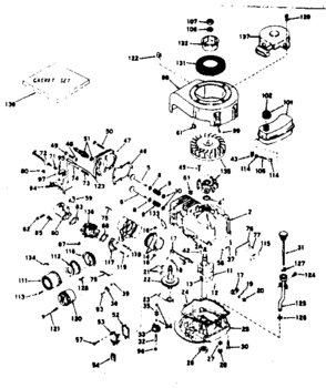 Basic Engine Diagram and Parts List for 143234252  Craftsman Engine