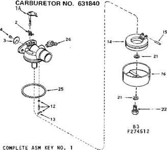 Carburetor Diagram and Parts List for 143274512  Craftsman Engine