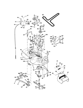 Mower Deck Diagram and Parts List for 917271654  Craftsman Lawn Tractor