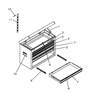 Tool Box Diagram and Parts List for 706596080  Craftsman Tool Stand & Cart