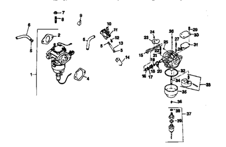 Fuel System Diagram and Parts List for 501CV20S-65527  Craftsman Engine