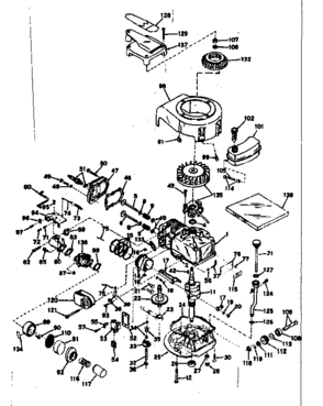 Basic Engine Diagram and Parts List for 143164102  Craftsman Engine