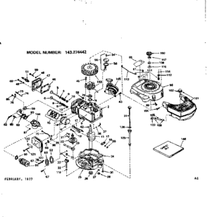 Replacement Parts Diagram and Parts List for 143274442  Craftsman Engine