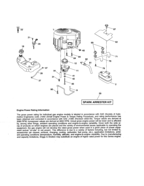 Engine Diagram and Parts List for 917286420  Craftsman Lawn Tractor