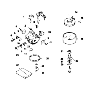 Carburetor Diagram and Parts List for 143784012  Craftsman Engine