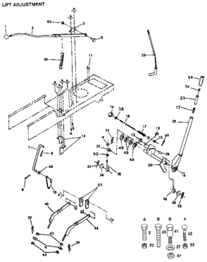 Lift Adjustment Diagram and Parts List for 917255942  Craftsman Lawn Tractor
