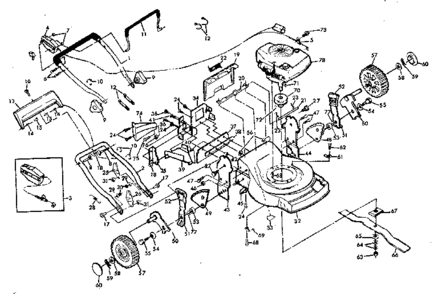Main Frame Diagram and Parts List for 917372410  Craftsman Lawn Mower
