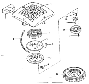 Rewind Starter Diagram and Parts List for 14366501  Craftsman Engine
