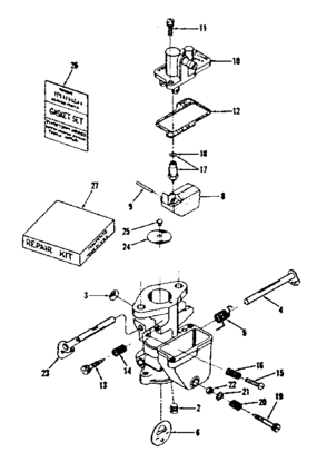 Carburetor Diagram and Parts List for 14393000  Craftsman Engine