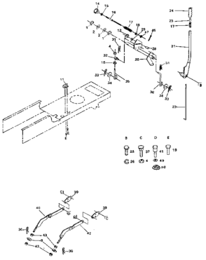 Lift Adjustment Diagram and Parts List for 917254551  Craftsman Lawn Tractor