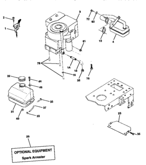 Engine Diagram and Parts List for 917258514  Craftsman Lawn Tractor