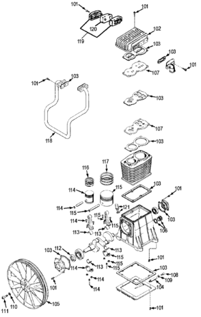 PUMP Diagram and Parts List for 919-17650 Type 2 Craftsman Compressor