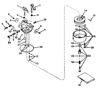 Carburetorno. 6309928 Diagram and Parts List for 143566232  Craftsman Engine
