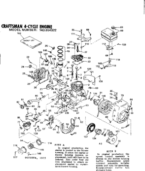 Engine Diagram and Parts List for 143654322  Craftsman Engine