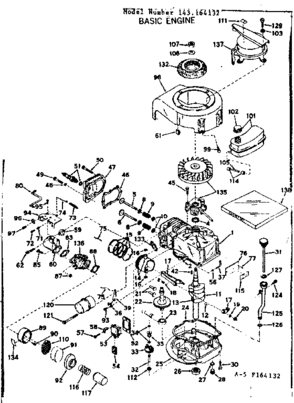 Basic Engine Diagram and Parts List for 143164132  Craftsman Engine