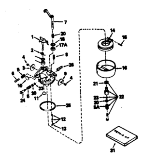 Carburetor No. 631453 Diagram and Parts List for 143786142  Craftsman Engine
