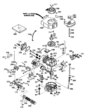 Replacement Parts Diagram and Parts List for 143954010  Craftsman Engine