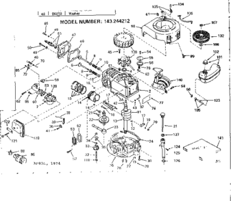 Replacement Parts Diagram and Parts List for 143244212  Craftsman Engine