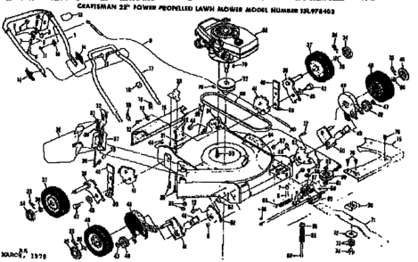 Mower Deck Diagram and Parts List for 131978403  Craftsman Lawn Mower