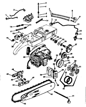 Engine Diagram and Parts List for 917352133  Craftsman Chainsaw