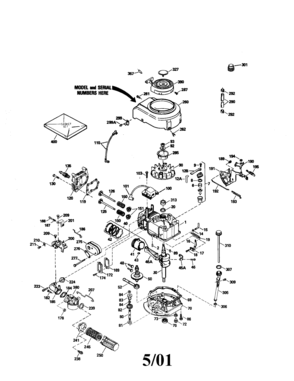 4-cycle Engine Diagram and Parts List for 143414422  Craftsman Engine