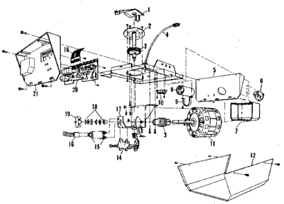Chassis Assembly Diagram and Parts List for 13953607  Craftsman Garage Door Opener