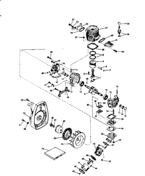 Crankcase Diagram and Parts List for 91760058  Craftsman Chainsaw