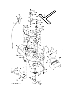Mower Deck Diagram and Parts List for 917288050  Craftsman Lawn Tractor