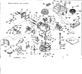 Replacement Parts Diagram and Parts List for 143245162  Craftsman Engine