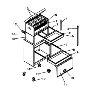 Tool Center Diagram and Parts List for 706597880  Craftsman Tool Stand & Cart