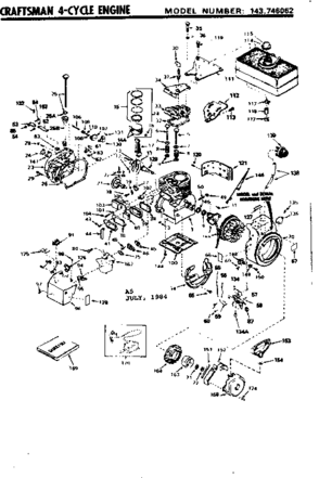 Replacement Parts Diagram and Parts List for 143746062  Craftsman Engine