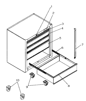 Tool Box Diagram and Parts List for 706597570  Craftsman Tool Stand & Cart