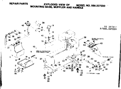 Mounting Base Muffler And Handle Diagram and Parts List for 580327211  Craftsman Engine